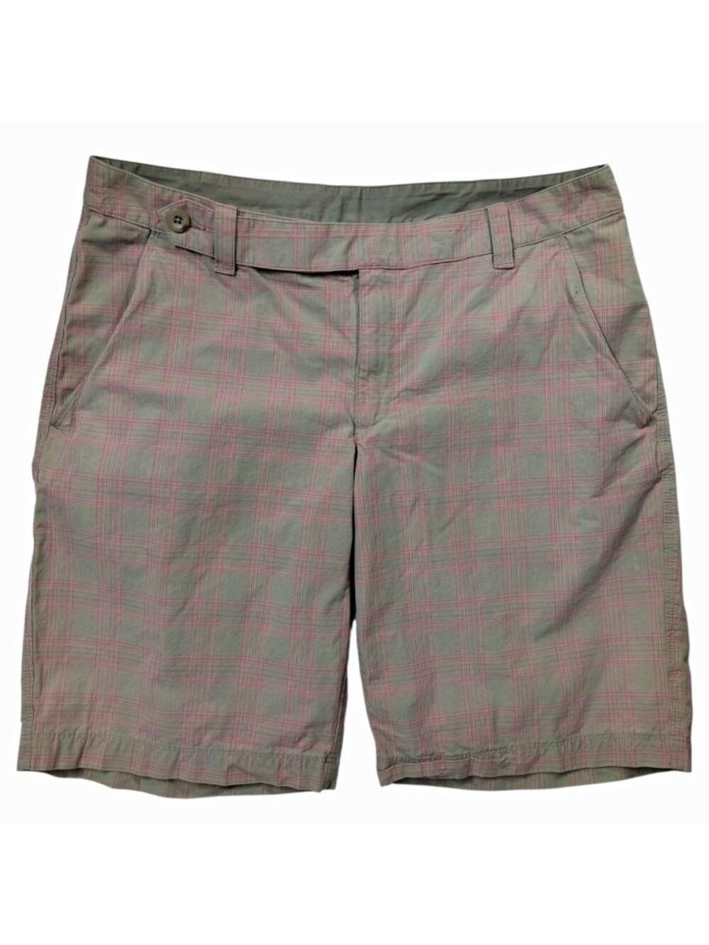 The North Face Women's Plaid Chino Shorts Gray Pink Cotton Mid Rise Size 14